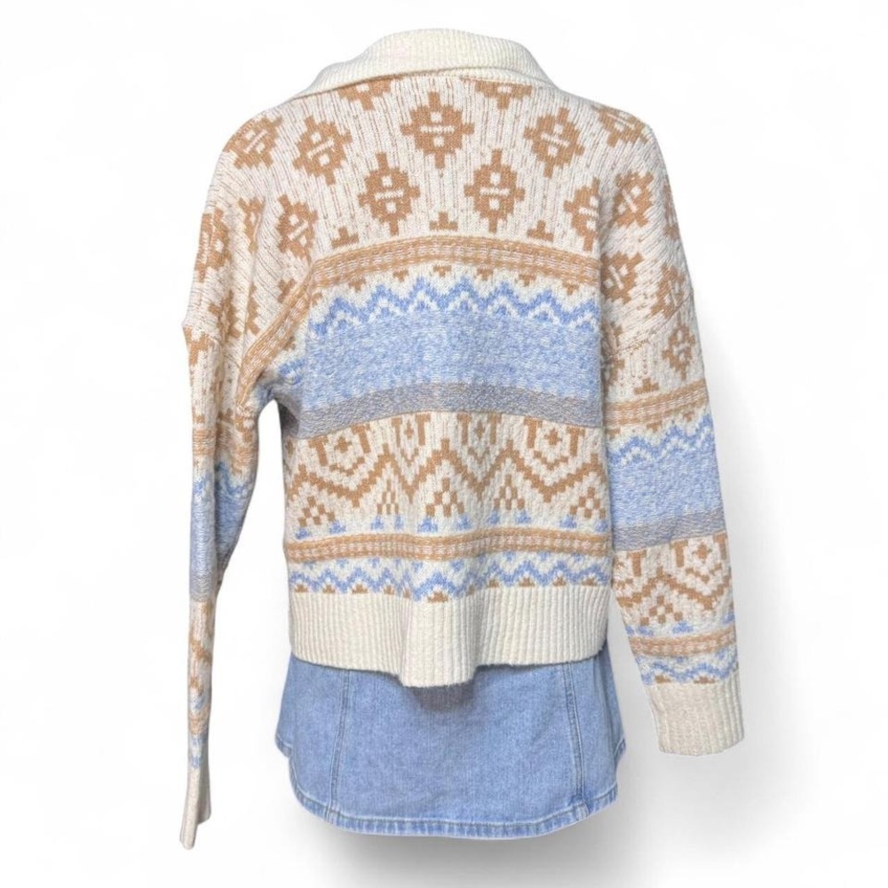 Vintage Inspired Cozy Knit Button Up Cardigan Sweater Boho Cottagecore Y2K Aztec - Picture 6 of 8
